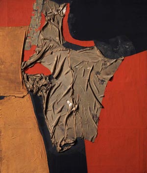 La Collezione Roberto Casamonti [Alberto Burri: Rosso nero, 1955,  stoffa, olio, vinavil su tela, 100x86] | Palazzo Bartolini Salimbeni, Piazza Santa Trinita, 1 - Firenze
